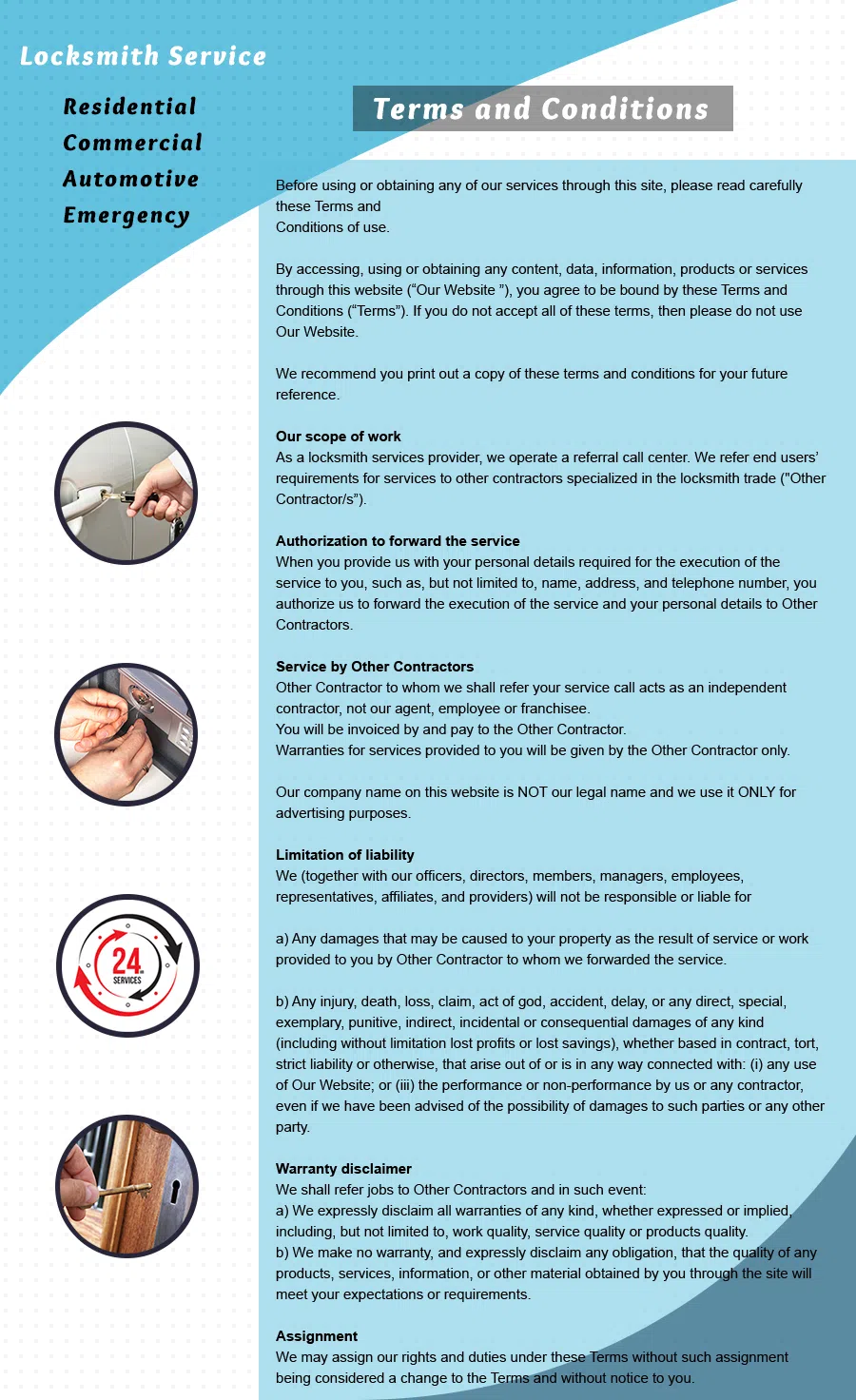 Porter Ranch Locksmith Porter Ranch, CA 818-531-9699 - Terms-and-condition